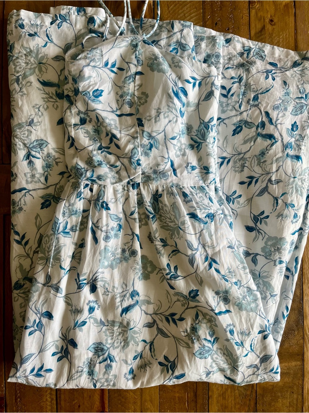 Joie Floral Cottagecore Prairie Maxi Dress Blue White Spaghetti Straps US 12 - Picture 16 of 16